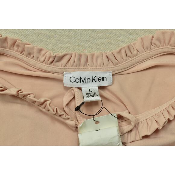 Calvin Klein Women's Ruffled Tie-Neck Blouse Top Regular Size L Long Sleeve - Picture 5 of 8